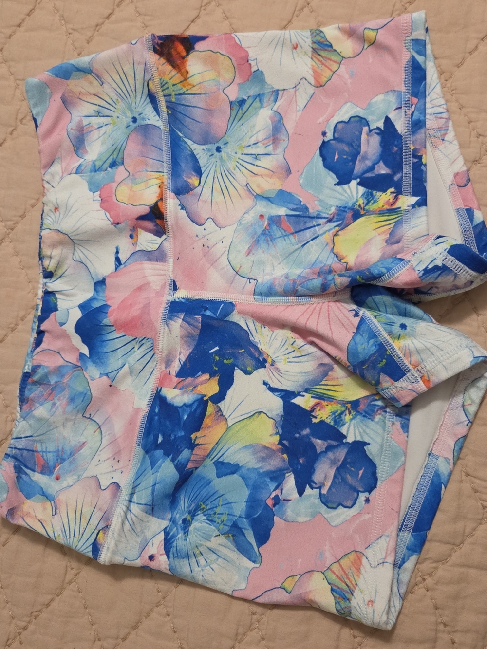 Fleo Women's Floral Athletic Shorts in Pink and Blue